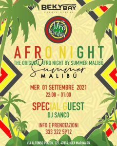 Serata afro al Beky Bay Bellaria con Summer Malibu.