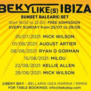 Mick Wilson è protagonista della nuova domenica di sole al Beky Bay Bellaria.