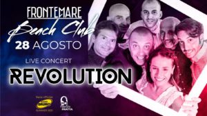 Il Frontemare Rimini festeggia il weekend con la live band Revolution.