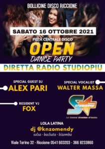Il Bollicine Riccione inaugura il sabato sera con Open Dance Party. Il Bollicine Riccione inaugura il sabato sera con Open Dance Party.