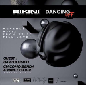 Bartolomeo si scatena al sabato techno del Bikini Cattolica.