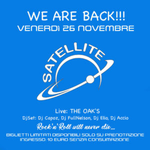 Satellite Rimini è tornata! Tornano i venerdì di pura musica rock.