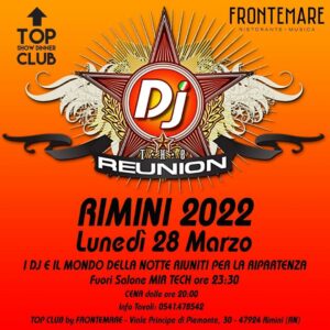 Frontemare Rimini ti aspetta per Dj Reunion.