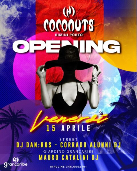 Arriva l’estate al Coconuts Rimini. Preparati alla grande inaugurazione.