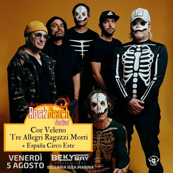 Nuovo venerdì rock al Beky Bay Bellaria in compagnia dei Cor Veleno e i Tre Allegri Ragazzi Morti.