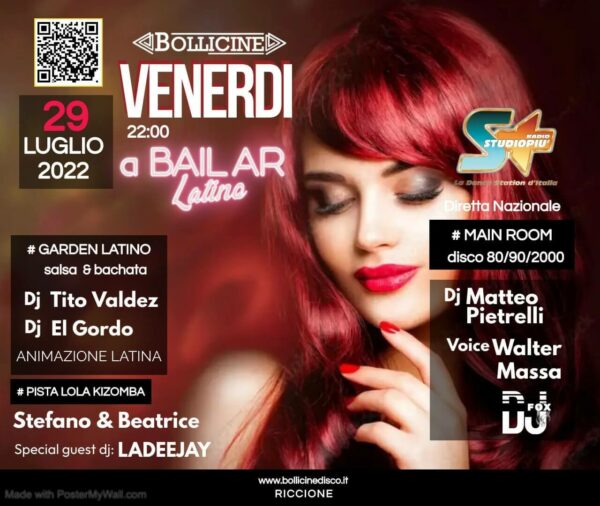 Venerdì si torna a ballare con i grandi successi latini del Bollicine Riccione
