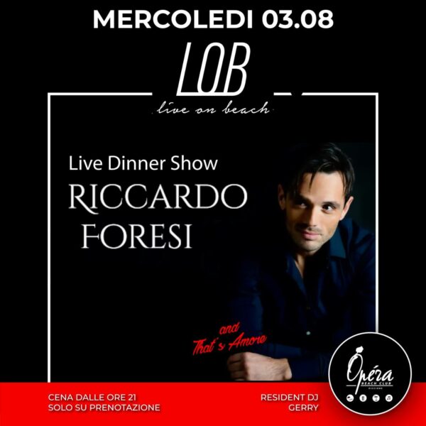 Riccardo Foresi è il super ospite del mercoledì all’Opera Riccione