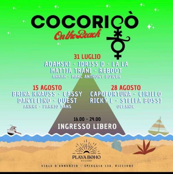 Ferragosto elettrizzante sulla spiaggia del Playa Boho Riccione con il Cocorico