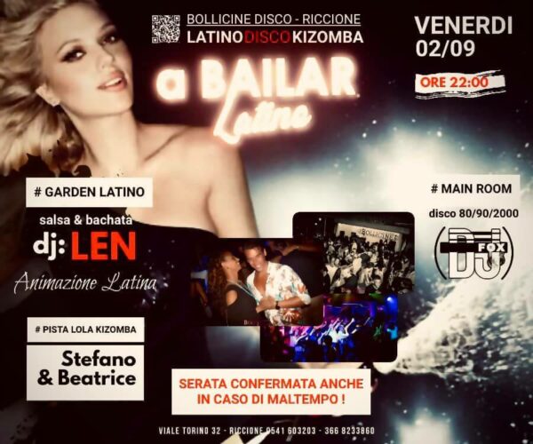 Nuovo venerdì al Bollicine Riccione per gli amanti della musica latina e baciata