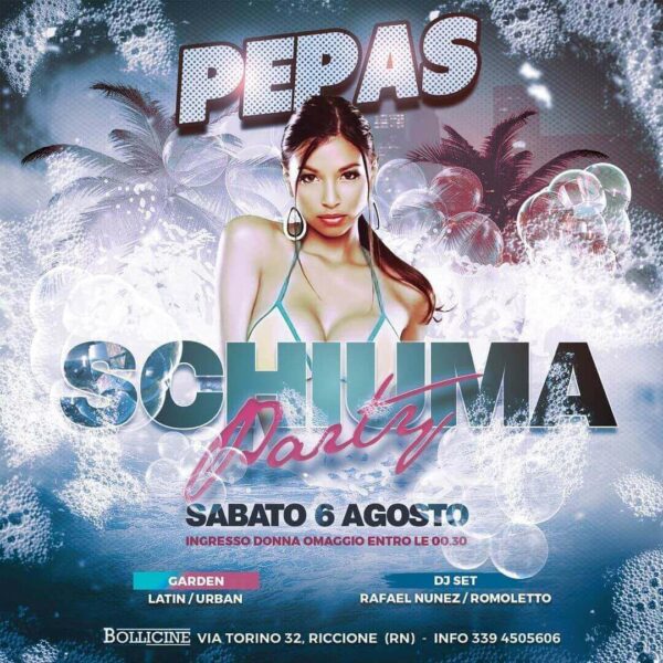 Sabato ci si scatena al Bollicine Riccione con lo Schiuma Party