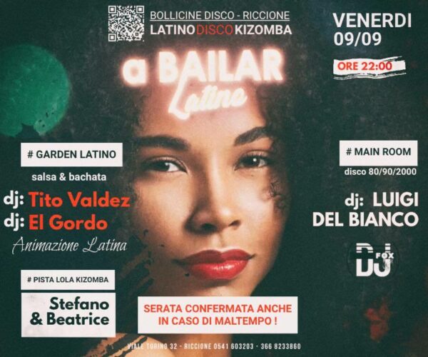 Venerdì super carico al Bollicine Riccione per tutti gli amanti del latino e baciata