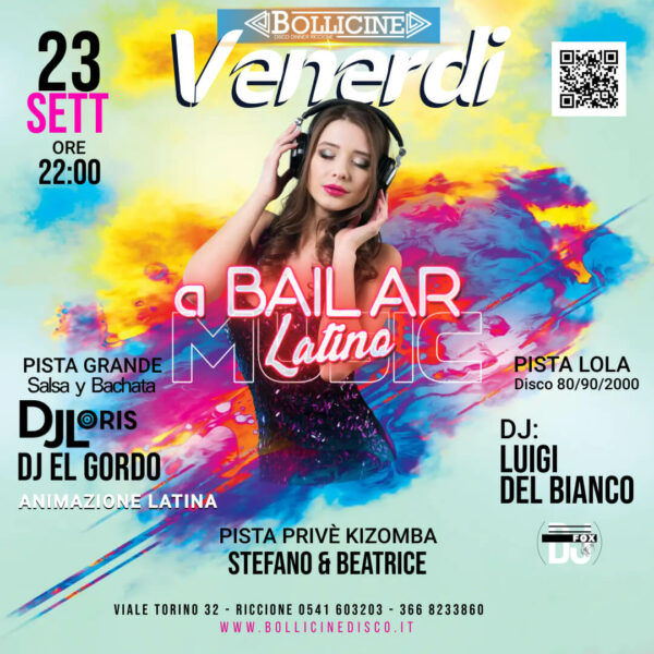 Venerdì continua l’appuntamento latino al Bollicine Riccione