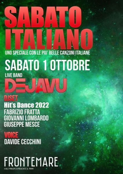 Sabato in concerto al Frontemare Rimini i Dejavu