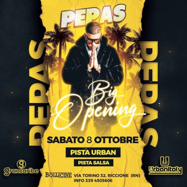 Grande apertura del sabato Pepas al Bollicine Riccione