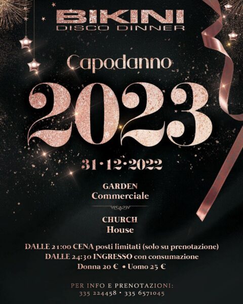 Capodanno Bikini Cattolica 2023 con il gran galà di fine anno