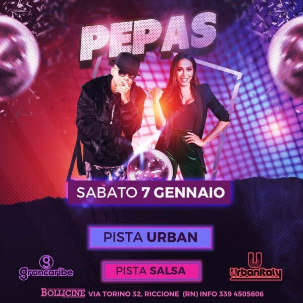 Torna il super sabato latino al Bollicine Riccione. Arriva Pepas 2023.