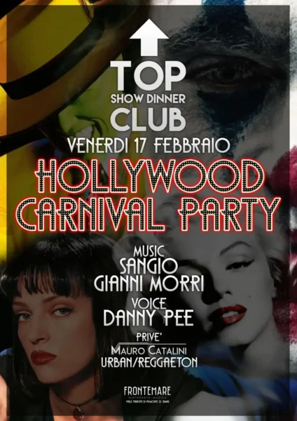 Frontemare Rimini si festeggia l’Hollywood Carnival con Sangio e Gianni Morri.