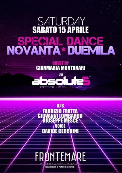 Frontemare Rimini: il 15 aprile 2023 non perderti la serata con Absolute5