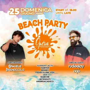 Domenica 25 Giugno 2023: Samuele Brignoccolo e Rudeejay animano l’Opera Beach Club di Riccione