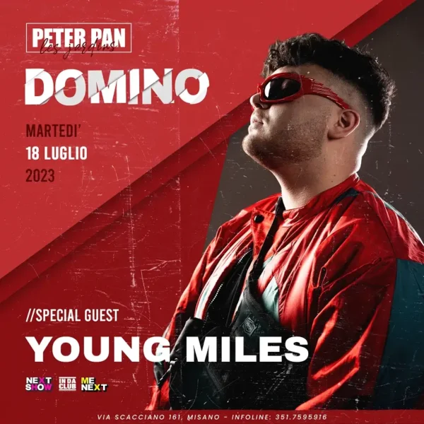 Young Miles illumina la notte alla Discoteca Peter Pan Riccione
