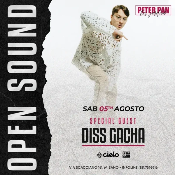 Diss Gacha si scatena alla festa del Peter Pan Riccione