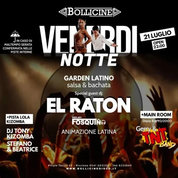 Bollicine Riccione torna con un nuovo venerdì latino con El Raton e Fosquino