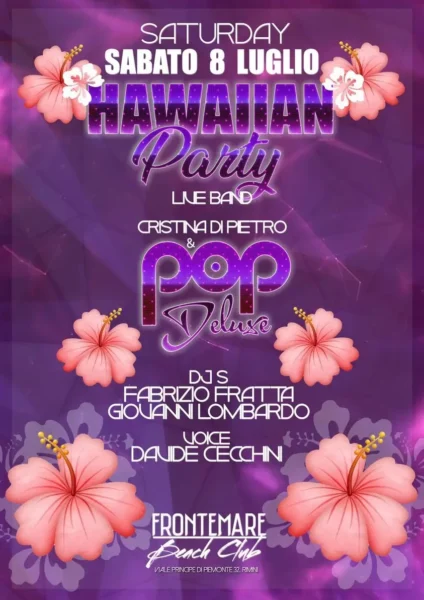 Sabato 8 Luglio 2023 Notte Rosa al Frontemare Rimini con i Pop Deluxe