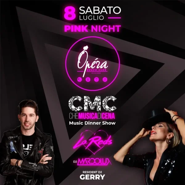 Sabato 8 luglio 2023 Notte Rosa all’Opera Beach Club Riccione con Marcolux e La Reds