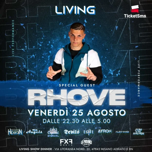 Rhove si scatena nella Notte al Living Disco Riccione del 25 Agosto 2023