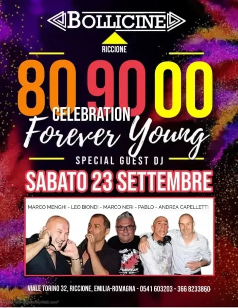 Forever Young al Bollicine Riccione il 23 settembre 2023