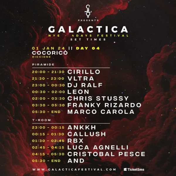 Galactica New Year 2024 al Cocorico Riccione il 01 gennaio 2024