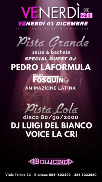 Pedro Laformula al Bollicine 1° dicembre 2023.