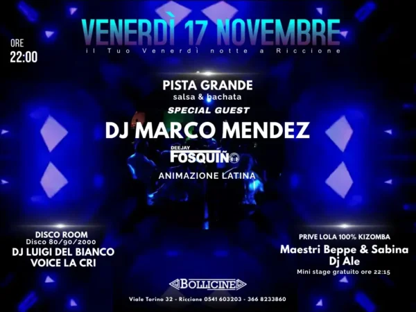 Marco Mendez al Bollicine 17 novembre 2023. Biglietti