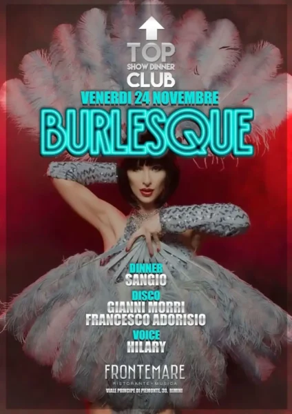 Burlesque al Frontemare 24 novembre 2023. Biglietti e Tavoli
