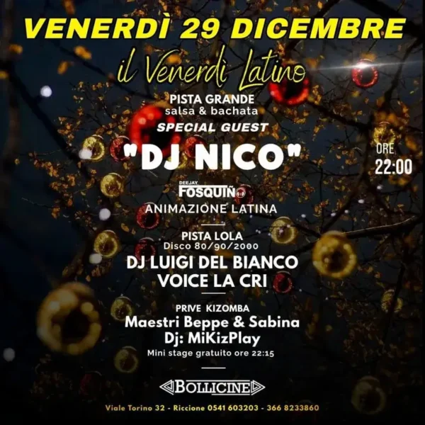 Dj Nico al Bollicine 29 dicembre 2023. Biglietti