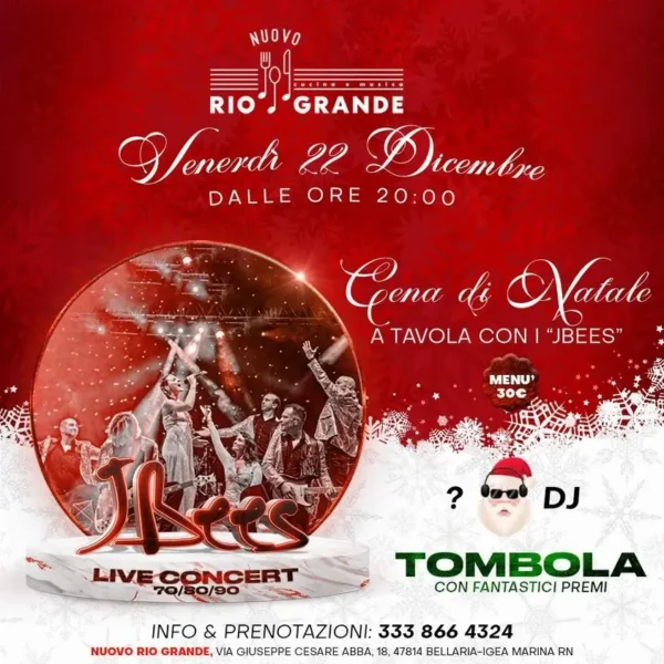 Jbees al Riogrande 22 dicembre 2023. Biglietti