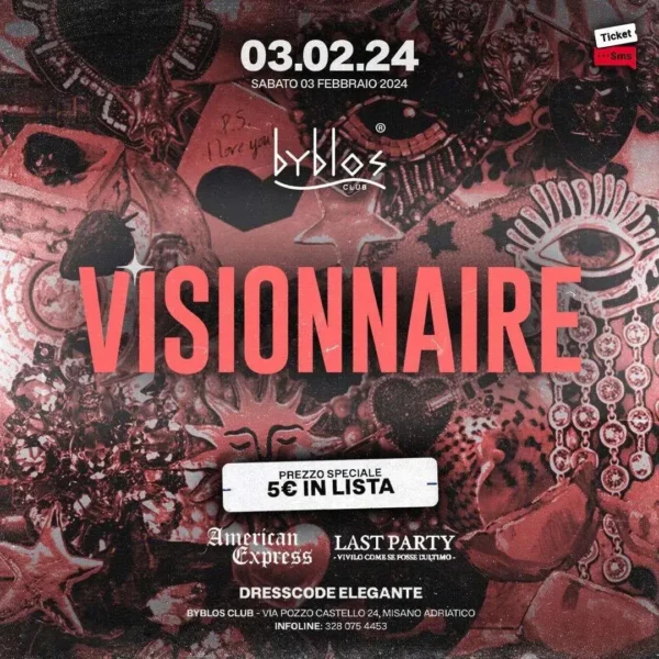 Visionnaire al Byblos 03 febbraio 2024. Biglietti e Tavoli