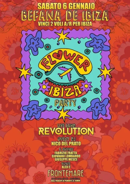 Flower Ibiza Party al Frontemare 6 gennaio 2024. Biglietti e Tavoli