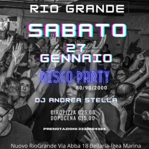 Disco Party al Riogrande 27 gennaio 2024. Biglietti