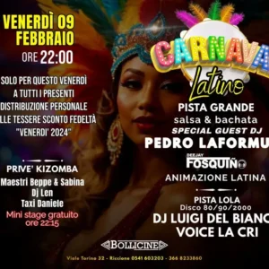 Carnevale Latino al Bollicine 09 febbraio 2024. Biglietti