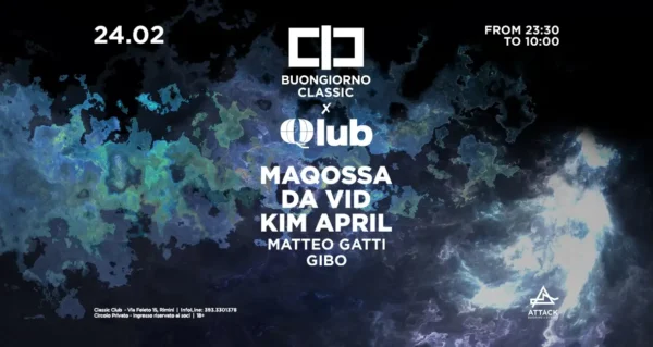 Qlub al Classic Club 24 febbraio 2024. Biglietti