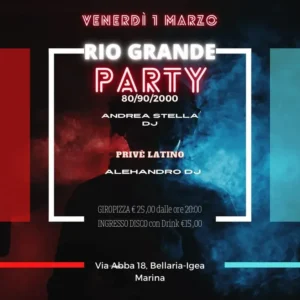 Party 80/90/2000 al Riogrande 01 marzo 2024. Biglietti