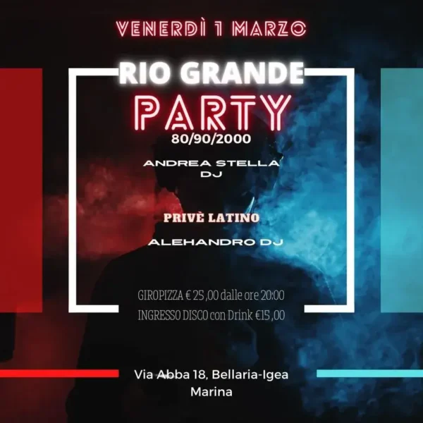 Party 80/90/2000 al Riogrande 01 marzo 2024. Biglietti