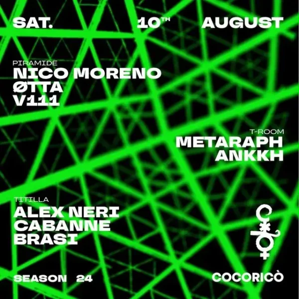 Nico Moreno al Cocorico Riccione 10 agosto 2024. Biglietti e Tavoli