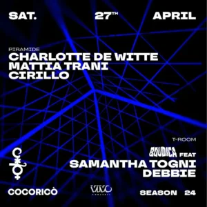 Charlotte De Witte al Cocorico Riccione 27 aprile 2024. Biglietti e Tavoli