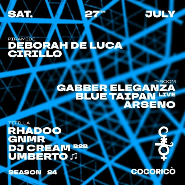 Deborah De Luca al Cocorico Riccione 27 luglio 2024. Biglietti e Tavoli