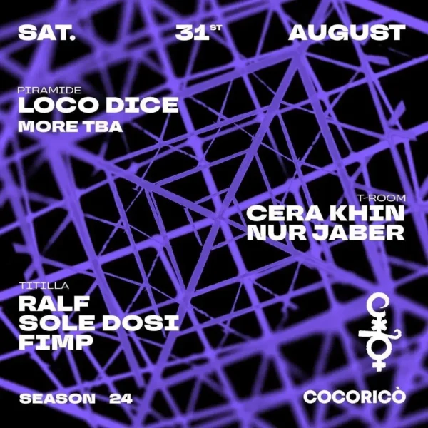 Loco Dice al Cocorico Riccione 31 agosto 2024. Biglietti e Tavoli
