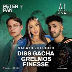 Diss Gacha al Peter Pan 20 luglio 2024. Biglietti e Tavoli