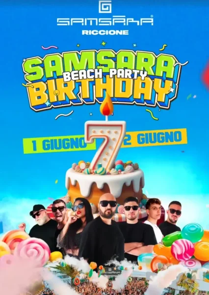 Samsara Birthday Beach Party al Samsara Riccione 02 giugno 2024.