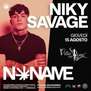 Niki Savage al Villa Delle Rose 15 agosto 2024. Biglietti e Tavoli